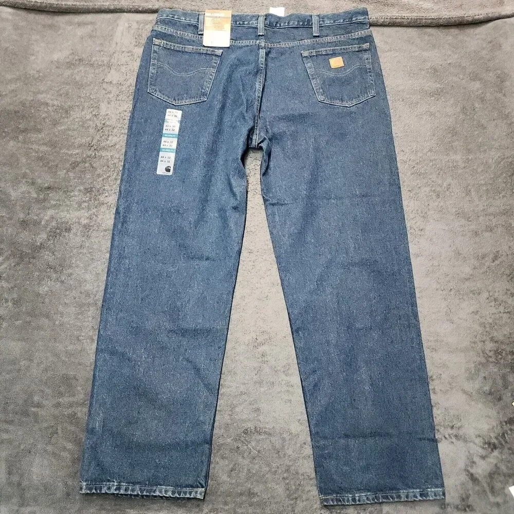 NWT Carhartt Men’s Blue Denim Jeans Relaxed Fit B460 Size 44 x 32